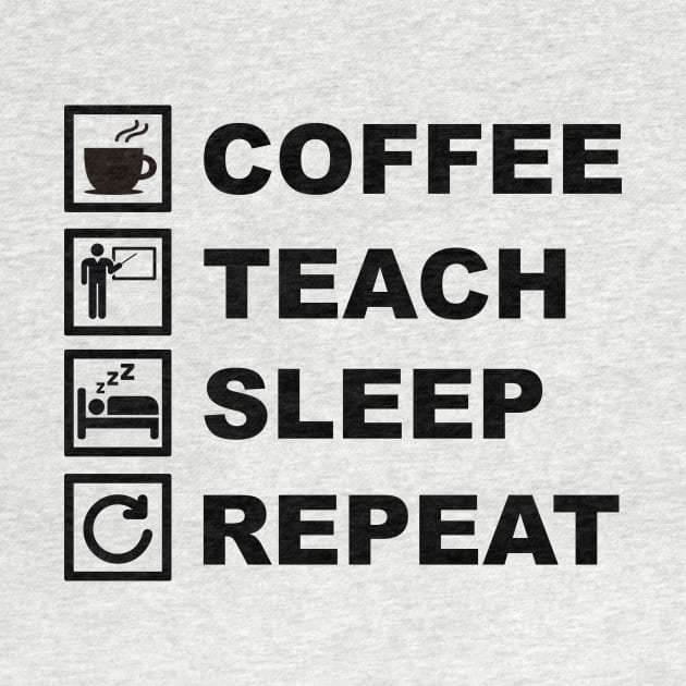 Coffee Teach Sleep Repeat by Printadorable